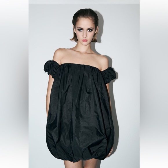 Zara Black VOLUMINOUS TAFFETA DRESS ZW COLLECTION - Picture 6 of 6